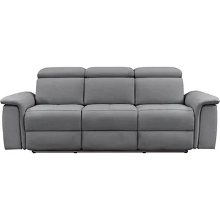 Home affaire 3-Sitzer »Pareli 229cm, manuelle u. elektr. Relaxfunktion in 2 Sitzen« USB, KT-Verstellung, LED Beleuchtung, in Echtleder, Kunstleder, Web, grau
