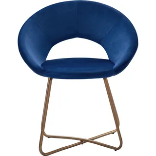 Sam SAM® Schalenstuhl Samtbezug blau Gestell gold LENNY - Gold