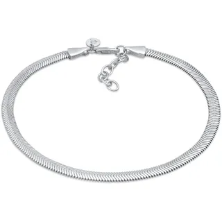 ELLI PREMIUM Schlangenkette Flach Elegant 925 Silber Gr. 22, silber, Fußketten, Damen, 22cm, Silber 925 (Sterlingsilber)