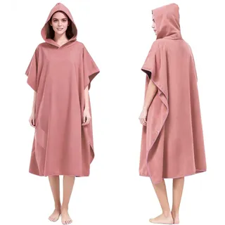 AUYAO Handtuch Poncho Unisex Mikrofaser Surf Saunatücher Bade-Poncho Kapuze Surf-Ponchos für Erwachsene Quick Dry Badeponcho Bademantel Hooded Changing Towels Damen Beach Change Robe - Rosa