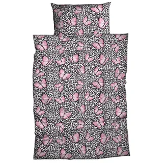 Casatex Bettwäsche »Menga« 2 Stk., tlg. Schmetterlinge mit Leopardenprint, schwarz