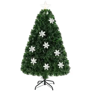 Costway Weihnachtsbaum & Glasfaser-Farbwechsler und Sternspitze, 120cm