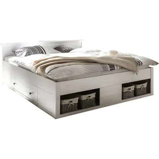 Home affaire Bett »California Doppelbett im Landhausstil, Stauraumbett mit Schubladen« Bettgestell in 3 Breiten verfügbar, Liegefläche 90/140/180 x 200 cm, weiß