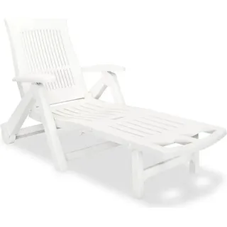 vidaXL Sonnenliege mit Verstellbarem Fußteil Kunststoff Weiß - Weiß
