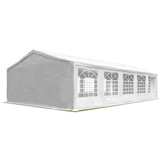 TOOLPORT Partyzelt 5x10 m Pavillon starke PVC 600 N Plane wasserdicht und schneller Aufbau - Weiß