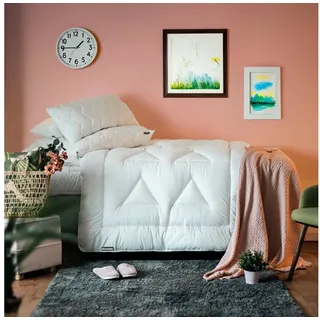 DUNLOPILLO Baumwollbettdecke »Life, Bettdecken für Sommer und Winter« leicht Füllung Polyester 1 Stk. tlg. Bettdecke 135x200 cm, 155x220 cm, Aqua-Clean-Gewebe, Decke, weiß