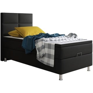 MID.YOU Boxspringbett mit Topper Schwarz, - 90x115x210 cm