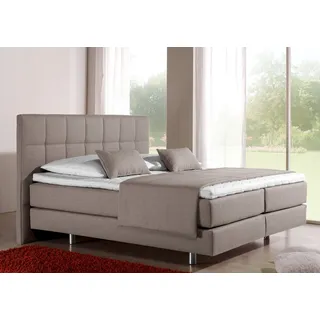 Home Affaire Boxspringbett HOME AFFAIRE "Neon", beige, B:118cm L:210cm, Strukturstoff-Bezug (100% Polyester), Komplettbetten, Boxspringbett, in 3 Matratzenarten, feine Steppung im Kopfteil, 2 Härtegrade