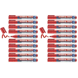 edding 363 Whiteboardmarker - rot - 10 Whiteboard Stifte - Keilspitze 1-5 mm - Boardmarker abwischbar - für Whiteboard, Flipchart, Magnettafel, Pinnwand, Memoboard - Sketchnotes - nachfüllbar