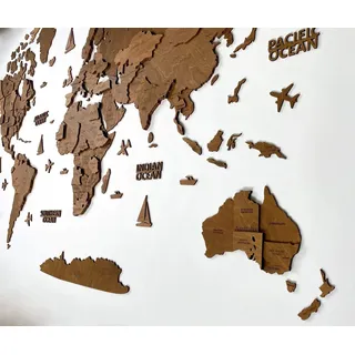 Holz-Weltkarte, 3D-Kunst, große Wanddekoration, für jeden Anlass, in den Größen M, L, XL, Geschenkidee, Wandkunst für Zuhause, Küche oder Büro