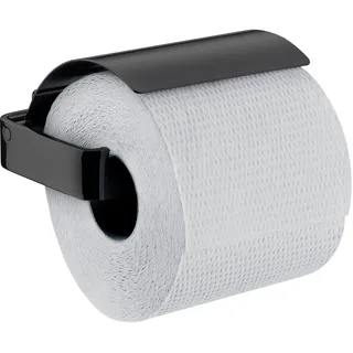 EMCO Loft Toilettenpapierhalter zur Wandmontage, moderner Papierhalter mit Deckel, hochwertiger Papierhalter aus Aluminium, schwarz matt