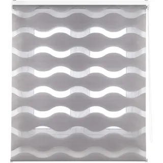 Decorblind Doppellagiges Rollo für Nacht und Tag, Montage an Wand oder Decke, Maße: Breite 80 x Länge 180 cm, Maße Stoff: 77 x 175 cm, silberfarbene Jalousie, Fensterrollo