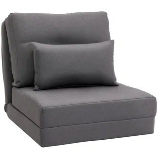 Homcom Schlafsessel HOMCOM Leinen 60 x 80 x 56 cm Dunkelgrau mit Kissen