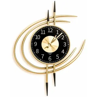 LANMOU Wanduhr Groß Modern, 54CM Wanduhr Wohnzimmer Uhr Wand ohne Tickgeräusche, Wanduhren Gold Schwarz Lautloses Design aus Metall, Wohnzimmeruhr Dekorative