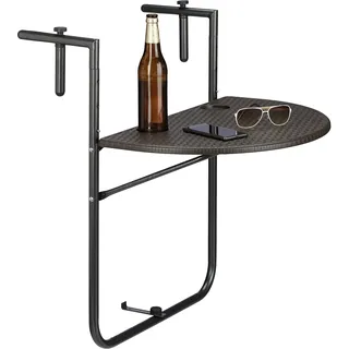 Relaxdays Balkonhängetisch klappbar 60 x 40 x 63 cm Braun