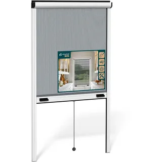 VOUNOT® Insektenschutzrollo Fenster mit Aluminiumrahmen, Fliegengitter Rollo mit Fiberglas Netz, zuschneidbar in Höhe und Breite, einfache Montage, L80 x H130 cm Weiß