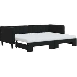 vidaXL Tagesbett Ausziehbar mit Matratzen Schwarz 80x200 cm Samt - Schwarz