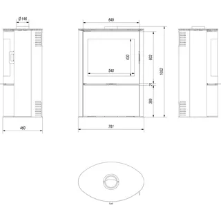 Kachelofen aus Stahl KRATKI AB S/2 Ø 150 10 kW schwarz Kachel - Schwarz