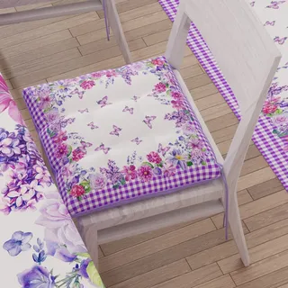 PETTI Artigiani Italiani - Sitzkissen für Küchenstuhl, Ostern, 4 Punkte, 6-teiliges Set, Osterstuhlkissen aus Mikrofaser mit Bändern, 100% Made in Italy