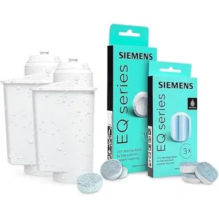 Kaffeeemaschinen-Reinigungsset - Siemens EQ-Serie, 10 Reinigungstabletten, 3 Entkalkungstabletten & 2 Wasserfilter Aqualntese, kompatibel mit Siemens Bosch TZ70003 TZ80001 TZ80002, Kaffee-Pflege, Wart