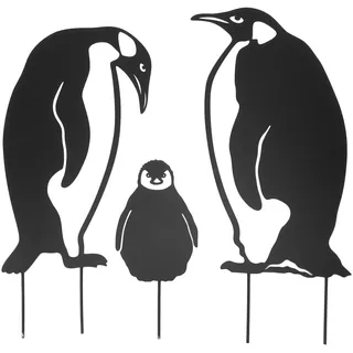 Pinguinfamilie-Pfahlfigur, lebensechte Nachbildung aus hohlem Eisen, Tierfigur zur Dekoration von Garten, Rasen und Hof