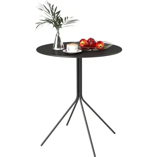 Outsunny Gartentisch Ø60 x 71 cm, Wetterfest Balkontisch aus Stahl, Rund Beistelltisch für Garten Terrasse Balkon Schwarz - Schwarz