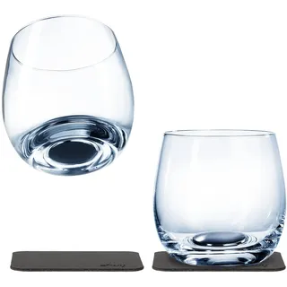 silwy® Magnetgläser, feine Kristallgläser mit perfekt integrierten Magneten und metallischen Nano-Gel-Untersetzern (Whisky // 0,25 Liter)