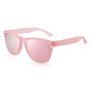 JIM HALO Retro Polarisiert Sonnenbrille Reflektierend Spiegel Linse Brille Herren Damen(Transparent Rosa/Polarisierter Spiegel Rosa)