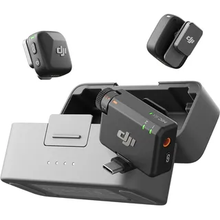 DJI Mic Mini (2 TX + 1 RX + Ladeschale), Kabelloses Lavalier Mikrofon, Bluetooth Mikrofon, OsmoAudio, 48 Std. Nutzung, Mini Mikrofon für Handy/Kamera, iPhone, Android, Vlog, YouTube