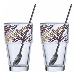 LEONARDO Solo Café Latte Becher mit Löffeln 4er Set