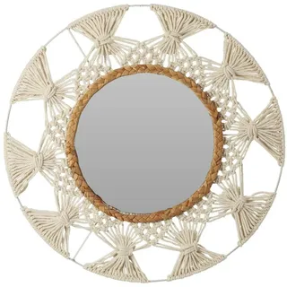 Rundes Spiegel mit geflochtener Rahmen 45x45x2 cm Wandspiegel Dekospiegel Boho
