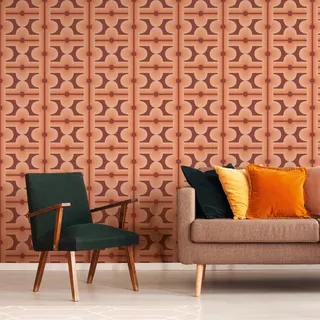 A.S. Création Retro-Tapete 70er Jahre 0,53 x 8,5 m - Tapete Vintage Grafik-Muster in Rot, Orange - Vliestapete Retro Chic - 395332