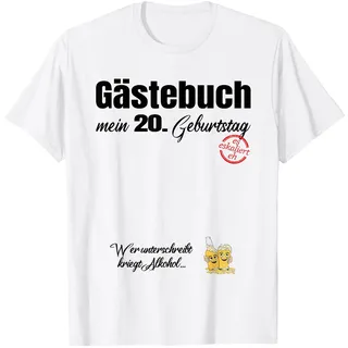 Gästebuch Mein 20. Geburtstag - Eskalation Unterschriften T-Shirt, Herren, Weiß, L