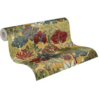 A.S. Création Floral Impression Vliestapete 10 m x 0,64 m PVC-frei gelb/rot/blau/pink/creme 377571