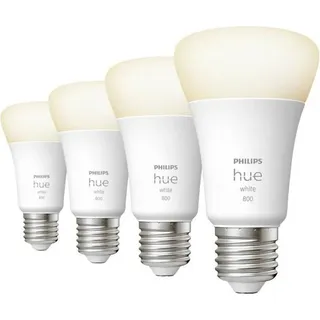 LED Lampe, Philips Hue White, E27, 60W Äquivalent, 800 Lumen, Bluetooth, 4er Pack