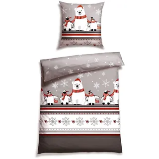 SCHIESSER Bettwäsche »Dida aus weicher Baumwolle mit coolem Winterprint« 2 Stk., tlg. MADE IN GREEN by OEKO-TEX®-zertifiziert, grau