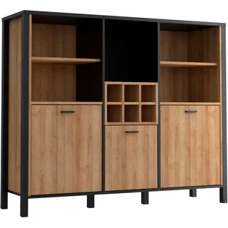 Forte Bücherregal 139,4 x 40,2 x 117,1 cm Schwarz/Riviera Eiche