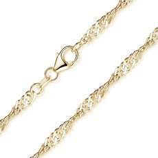 Materia Goldene Halskette Damen Silber 925 Singapurkette K145-45cm