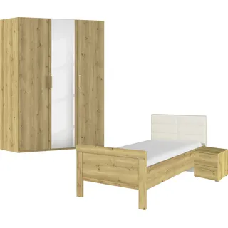 Rauch Schlafzimmer-Set RAUCH "Komplettschlafzimmer Schlafzimmer EVELYN", braun (asteiche), Bett 100x200cm + ohne Matratze, B/H: 100cm x 200cm, Bett 100x200cm, Holzwerkstoff, Schlafzimmermöbel-Sets, Schlafzimmer-Set, Schrank und Bett in 2 Breiten, Nachttisch 2 