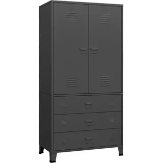 Industrial Kleiderschrank Anthrazit 90x50x180 cm Metall - Grau