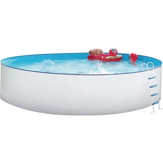Steinbach Stahlwandpool Set Nuovo – 011121 – Ø 550 x 120 cm – Runder Pool in Weiß für bis zu 25.600 l Wasserinhalt – Mit winterfester blauer Innenfolie und zahlreichem Zubehör