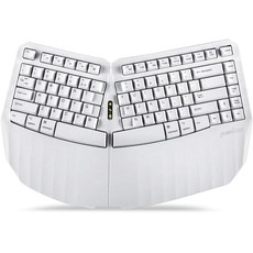 Perixx PERIBOARD-613W Mini Wireless Ergonomic Split Keyboard with Dual 2.4G and Bluetooth Mode - Compatible with Windows 10 and Mac OS X - White - US English