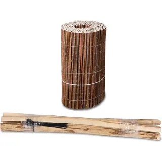Roll- Steckzaun 30cm Beeteinfassung Weidenmatte 3m inkl. Steckpfosten