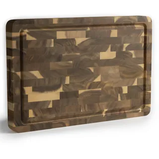 NAMTURE Hackblock Classic – Extra Dick 4 cm – Akazienholz Stirnholz Schneidebrett 45 x 30 cm – Premium Ölbehandlung – Saftrille, Griffmulden, Antirutsch-Füße – in edler Geschenkbox