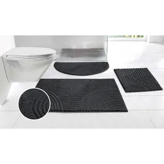OTTO home Badematte "Ognon, Scandi, Boho, modernes Muster" Höhe 15 mm rutschhemmend beschichtet fußbodenheizungsgeeignet  schnell trocknend  strapazierfähig Badteppich, Uni Farben, Hoch-Tief-Effekt, anthrazit