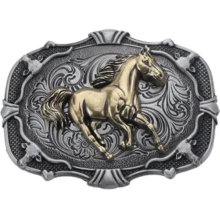 GORGECRAFT Pferde-Gürtelschnallen Für Herren Western-Cowboy 84 × 64mm Antike Goldene Gürtelschnallen Für Laufende Pferde Vintage-Stil Für Herren Amerikanischer Western-Cowboy Elemente Für gürtel