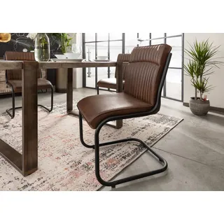 MASSIVMOEBEL24.DE Freischwinger Echtleder 52x62x89 braun IRON LABEL #03