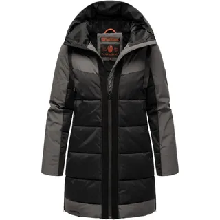 Navahoo Steppjacke Samtkätzchen mit Kapuze, Modischer, gesteppter Damen Winter Kurzmantel schwarz