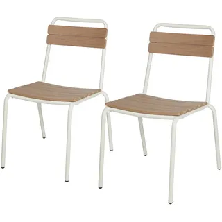 Butlers Stapelstuhl (2er-Set) Tonka , Beige , Metall, Kunststoff , 50x83x60 cm , Gartenmöbel, Gartensessel, Gartenstühle