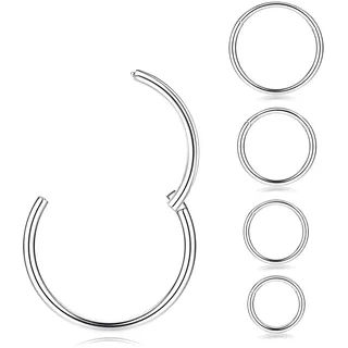 MILACOLATO G23 Titan Nasenpiercing 16G 18G 20G Scharnierende Septum Nasenringe für Damen Männer Clicker Knorpel Ohrringe Daith Helix Tragus Conch Piercing Schwarz/Roségold/Silber/Gold Nasenring 6-10mm